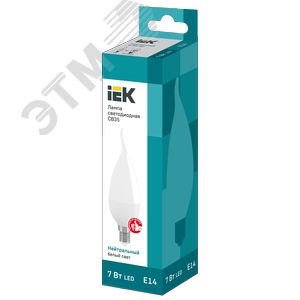 Лампа IEK LED7 C37 07W 4000K E14 свеча на ветру