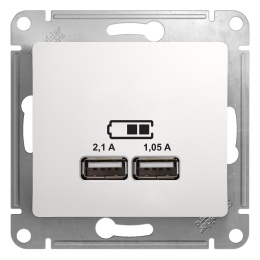 Розетка GLOSSA GSL000133 USB 5V/2100mA 2*5V/1050mA  в рамку белый
