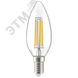 Лампа IEK LED5 5W С37 E14 3000K свеча филамент прозрачный