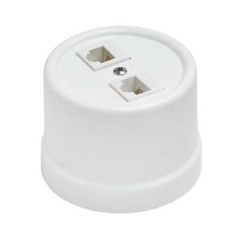 Розетка BIRONI B1-301-21 RJ11 тел. двойная Пластик белый (ретро)