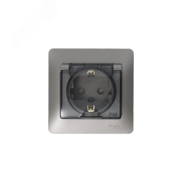 Розетка GLOSSA GSL001248 с/з с крышкой и шторками платина