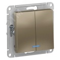 Выключатель AtlasDesign ATN000553 2кл c подс., шампань, механизм