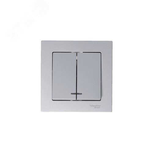 Выключатель AtlasDesign ATN000353 2кл с подсв., алюминий, механизм