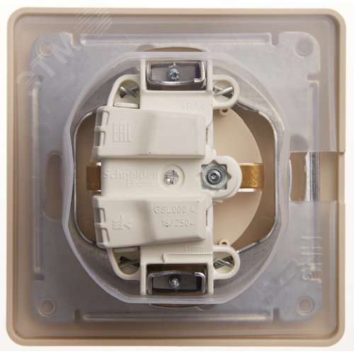 Розетка GLOSSA GSL000248 c/з с крышкой бежевый