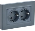Розетка IEK BRITE 2-ная c/з маренго