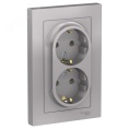 Розетка AtlasDesign ATN000324 2ая c/з механизм, алюминий