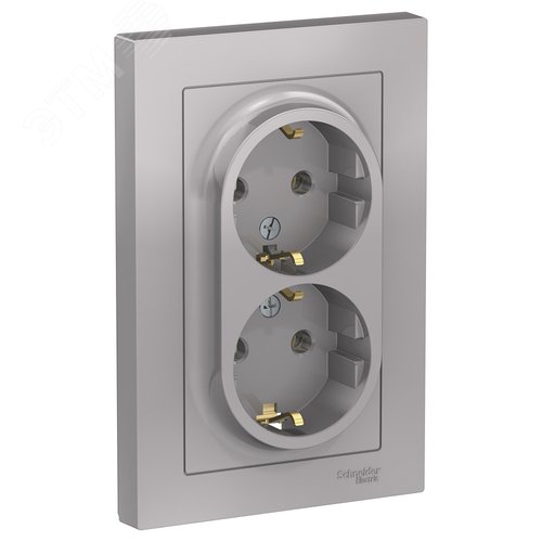 Розетка AtlasDesign ATN000324 2ая c/з механизм, алюминий