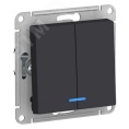 Выключатель AtlasDesign ATN001053 2кл с подсв., карбон, механизм