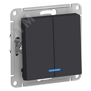 Выключатель AtlasDesign ATN001053 2кл с подсв., карбон, механизм