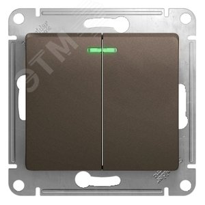 Выключатель GLOSSA GSL000853 2кл с инд., механизм, шоколад