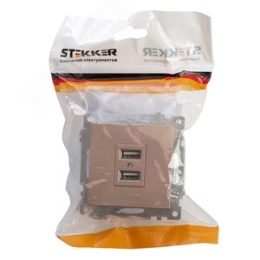 Розетка USB STEKKER GLS10-7115-02 2-местная шампань (механизм) серия КАТРИН