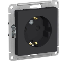 Розетка AtlasDesign ATN001045 с/з  со шторками, карбон, механизм