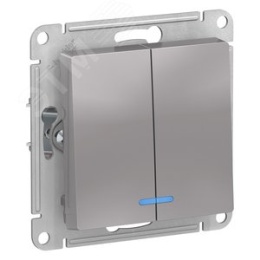 Выключатель AtlasDesign ATN000353 2кл с подсв., алюминий, механизм