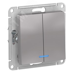 Выключатель AtlasDesign ATN000353 2кл с подсв., алюминий, механизм