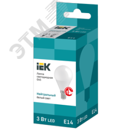 Лампа IEK LED3 3W E14 4000K шар 