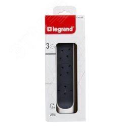 Удлинитель LEGRAND 694543 3-м 16А IP20 Комфорт 3х2P+E с поворотн.осн. без кабеля бел./черн.