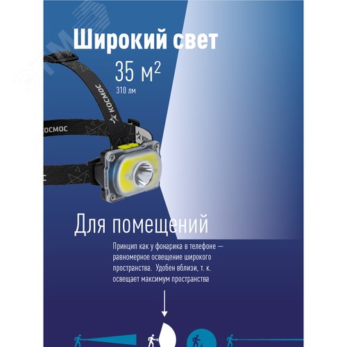 Фонарь КОСМОС KOC507Lit налобный 3W