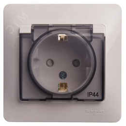 Розетка GLOSSA GSL000148 с/з с крышкой и шторками белый