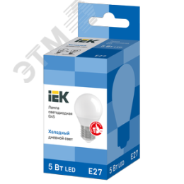 Лампа IEK LED5 5W E27 6500K шар матовый