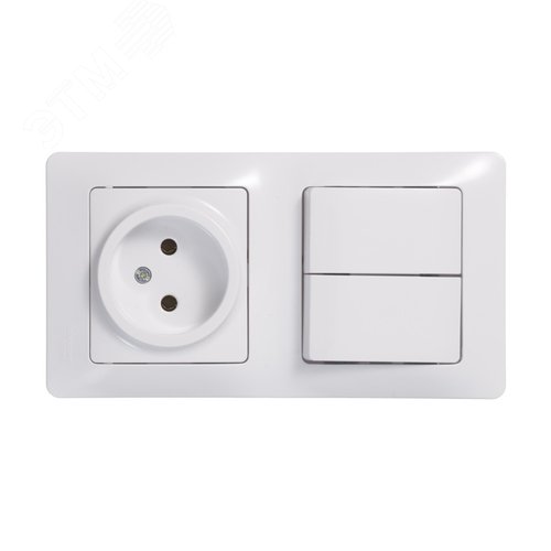 Блок GLOSSA GSL000172 розетка + 2кл выключатель белый
