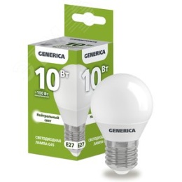 Лампа GENERICA LED10 10W E27 4000K шар матовый