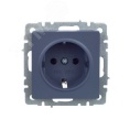 Розетка IEK BRITE 1-ная c/з маренго
