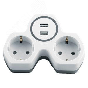 Тройник FERON на 2выхода+ USB*2-2.4A