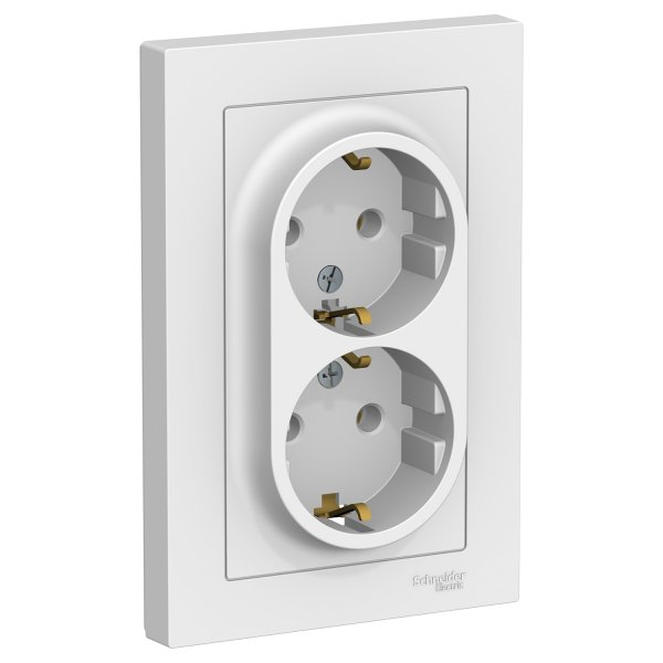 Розетка AtlasDesign ATN000124 2ая c/з механизм, белая