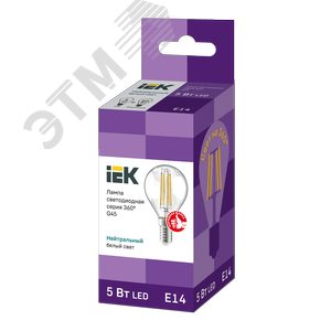 Лампа IEK LED5 5W E14 4000K шар матовый