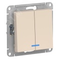 Выключатель AtlasDesign ATN000253 2кл с подсв., бежевый, механизм