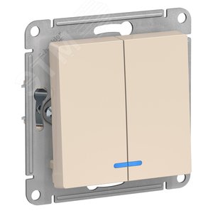 Выключатель AtlasDesign ATN000253 2кл с подсв., бежевый, механизм