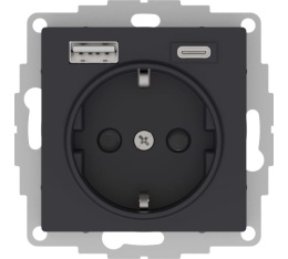 Розетка AtlasDesign ATN001032 USB A+C (5В/2,4А/3А 2*5В/1,5А) карбон, механизм