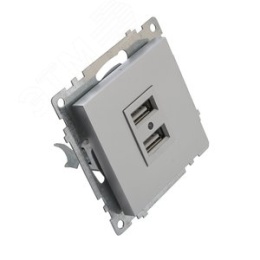 Розетка USB STEKKER GLS10-7115-03 2-местная серебро (механизм) серия КАТРИН