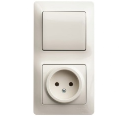 Блок GLOSSA GSL000260 розетка + 1кл выключатель бежевый