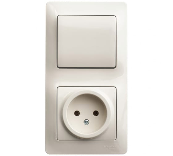 Блок GLOSSA GSL000260 розетка + 1кл выключатель бежевый