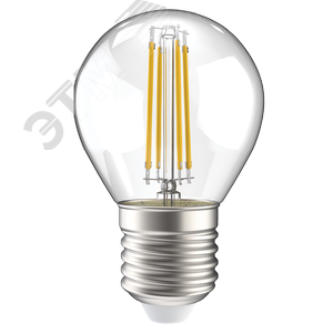 Лампа IEK LED7 7W E27 3000K шар филамент прозрачный