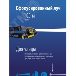 Фонарь КОСМОС KocH103Wlith 3W+COB 3W с зумом налобный