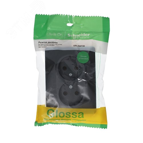 Розетка GLOSSA GSL000720 2-ая б/з антрацит
