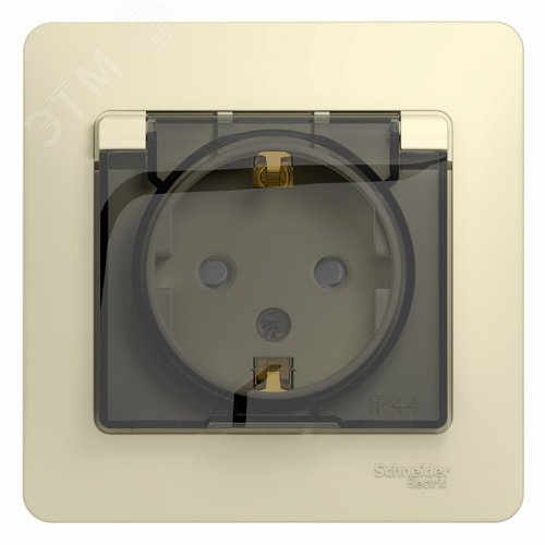 Розетка GLOSSA GSL000248 c/з с крышкой бежевый