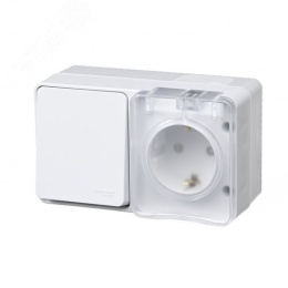 Блок AtlasDesign PROFI54 ATN540170 розетка с/з +1 кл выкл., белый