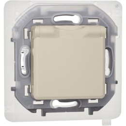 Розетка INSPIRIA 673741 2К+З IP44 с откидной крышкой 16А сл.кость