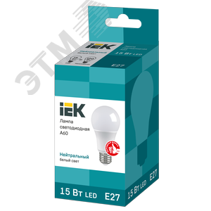 Лампа IEK LED15 A60 15W 3000K E27