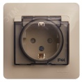 Розетка GLOSSA GSL000248 c/з с крышкой бежевый