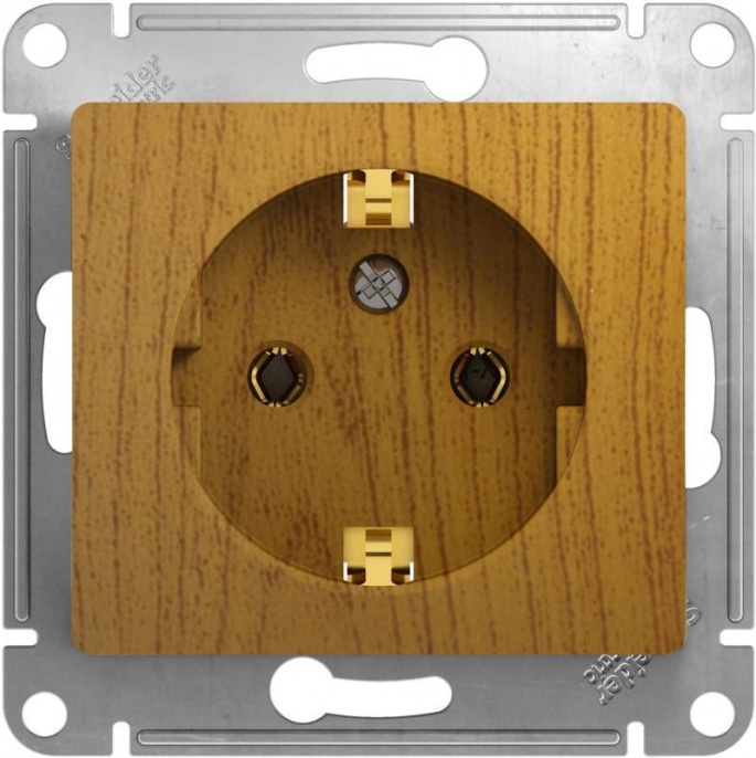 Розетка GLOSSA GSL000543 c/з, механизм, дуб