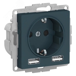 Розетка AtlasDesign ATN000830 SO+USB 5v/2.4A 16А изумруд