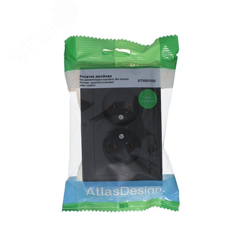 Розетка AtlasDesign ATN001020 2ая б/з карбон, механизм