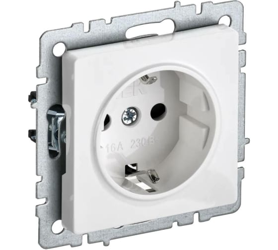Розетка IEK BRITE 1-ная c/з белый