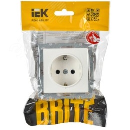 Розетка IEK BRITE 1-ная c/з белый