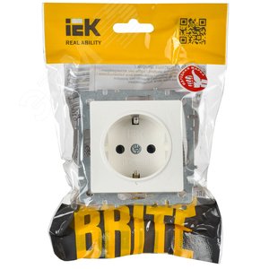 Розетка IEK BRITE 1-ная c/з белый