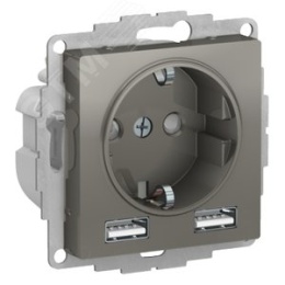 Розетка AtlasDesign ATN000930 SO+USB 5v/2.4A 16А сталь